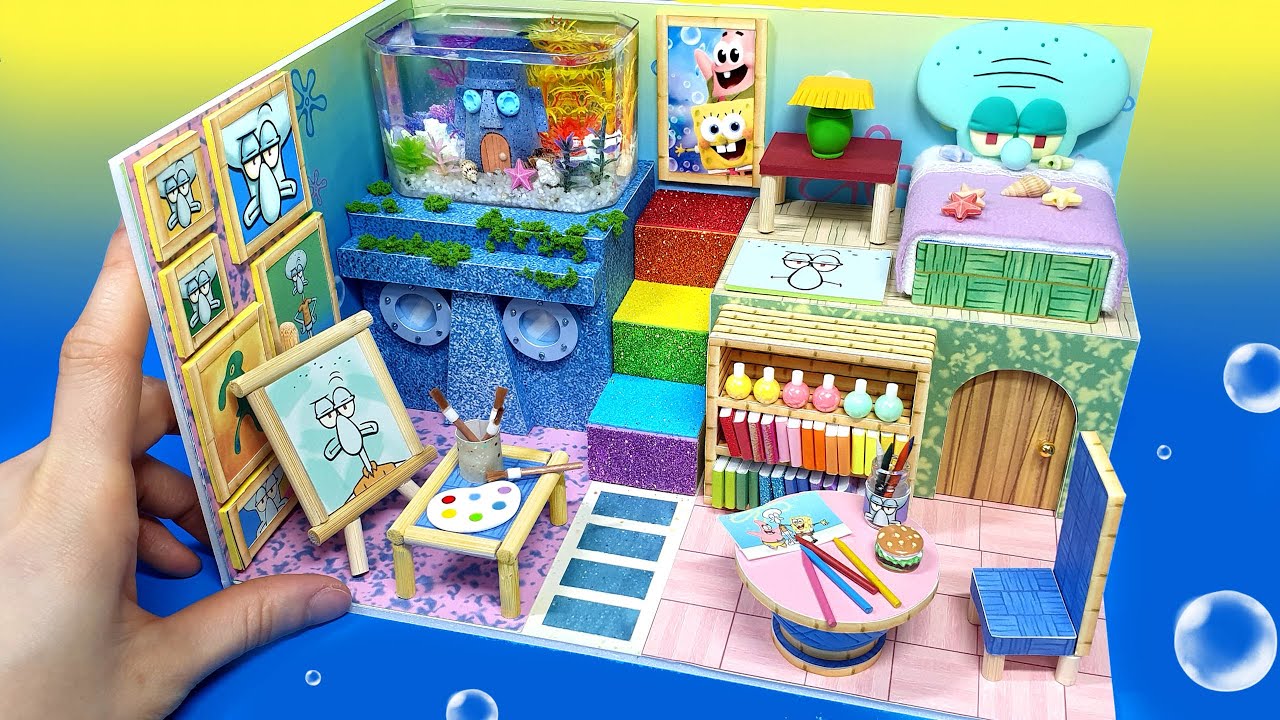 DIY Miniature Spongebob Squidward Board House # - Build Amazing Squidward Apartment !