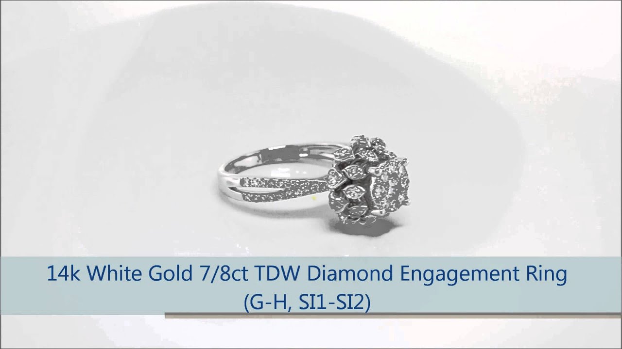 14k White Gold 7/8ct TDW Diamond Engagement Ring - KC Jewelry