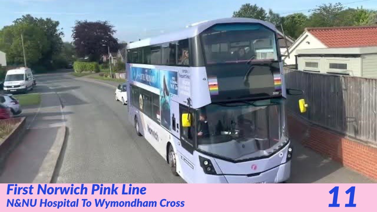 **New Peak Time Extension** First Norwich Route 11 N&NU Hospital To Wymondham Full Route Visual