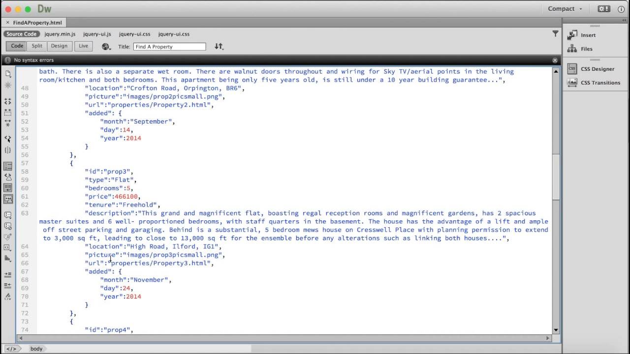 How to create a property search website using HTML, JSON data and jQuery UI