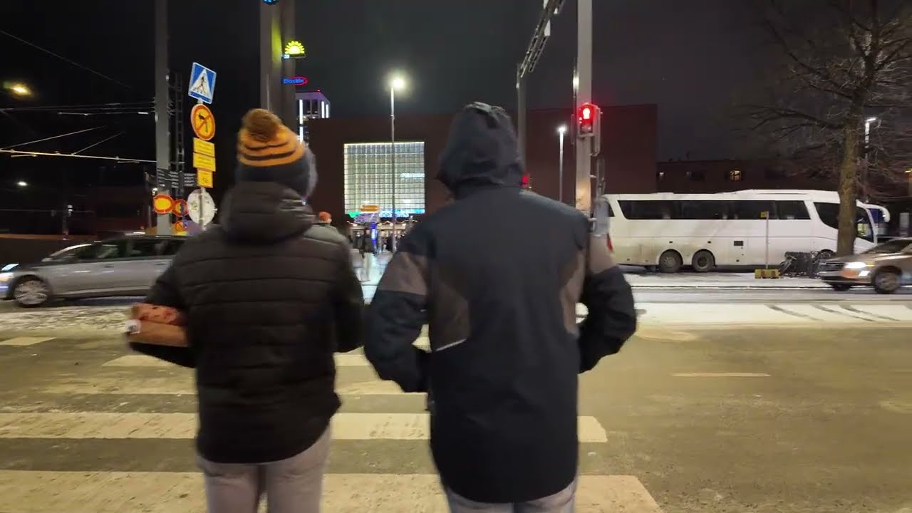 Tampere City Centre 4K Walking Tour Finland Winter Night Snow Walk  ❄️