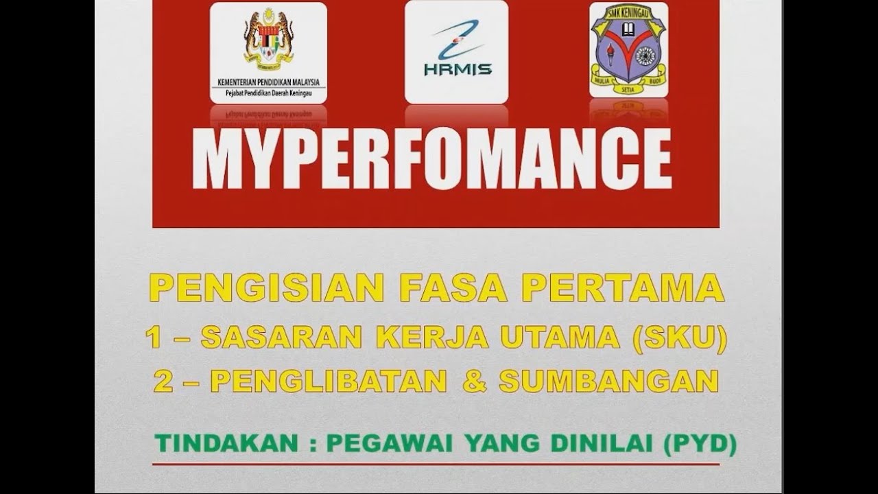 Fasa Pertama Pengisian MyPerfomance - Sasaran  Kerja Utama (SKU), Penglibatan dan Sumbangan.
