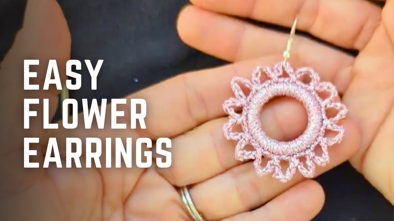 Crochet Earrings Tutorial: Make Sparkly Pink Flower Earrings | Easy Crochet Jewelry Beginner Pattern