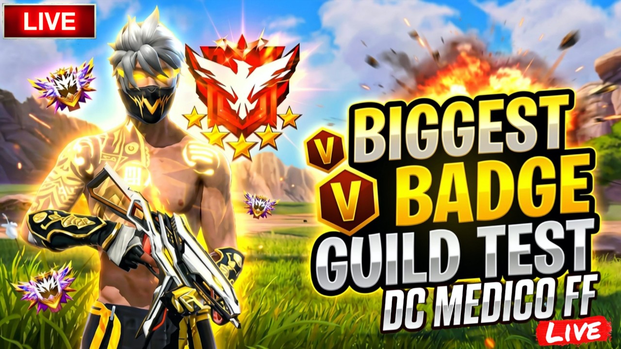 🔴BIGGEST V BADGE GUILD TEST ON LIVE 🔥 FREE FIRE MAX #shorts #freefirelive #shortsfeed