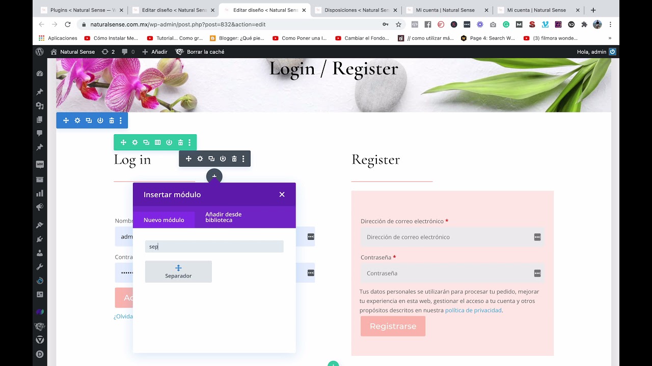 Cómo modificar la página de Iniciar Sesión y Registrarse en Divi y WooCommerce