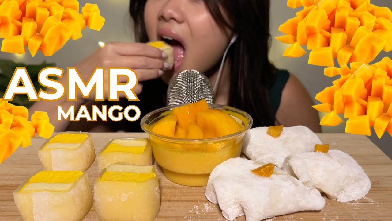 ASMR MANGO MUKBANG | Mango Mochi Mousse Cake, Daifuku, Pudding (satisfying squishy eating sounds) 먹방