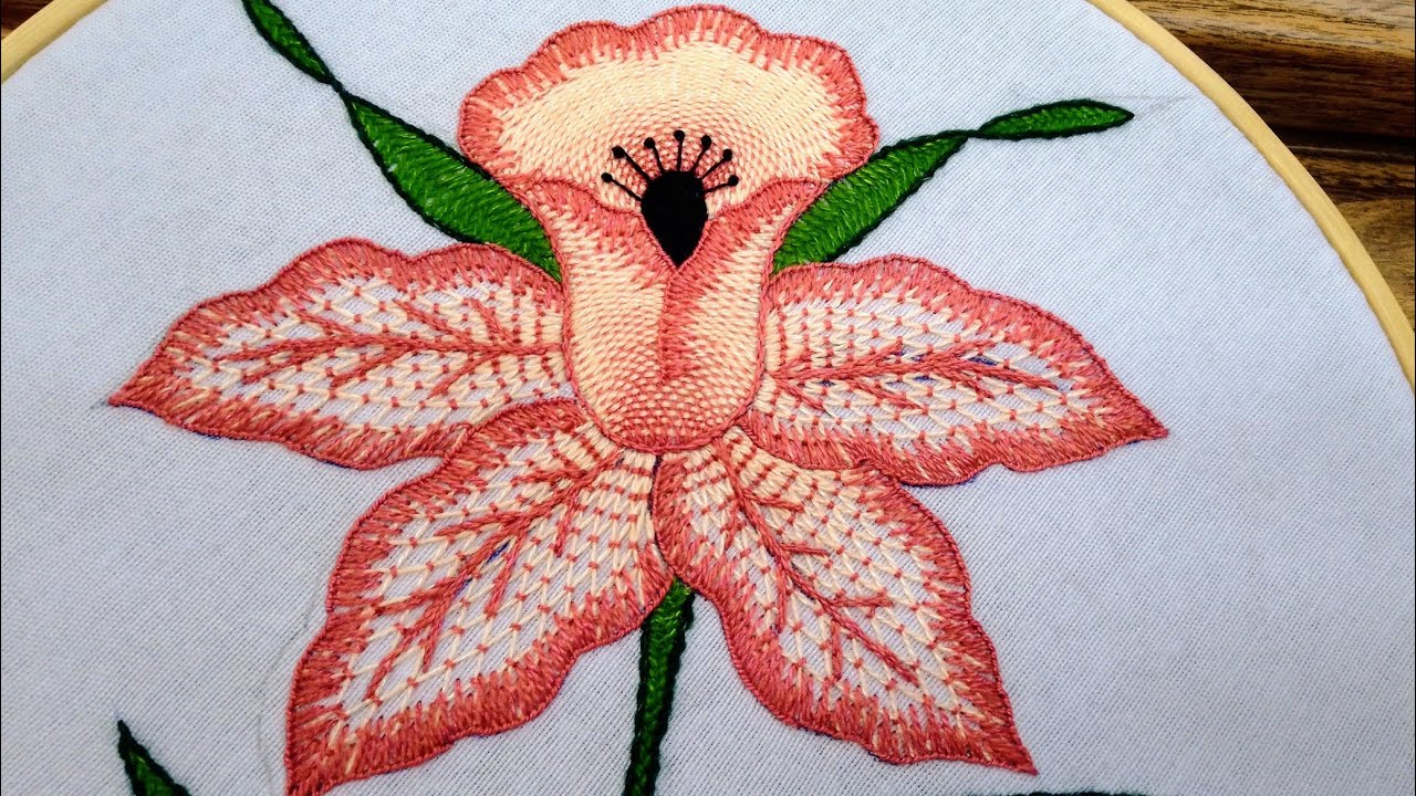 Hermosa puntada para bordar orquídeas muy fácil y rápido /Bordando Sueños