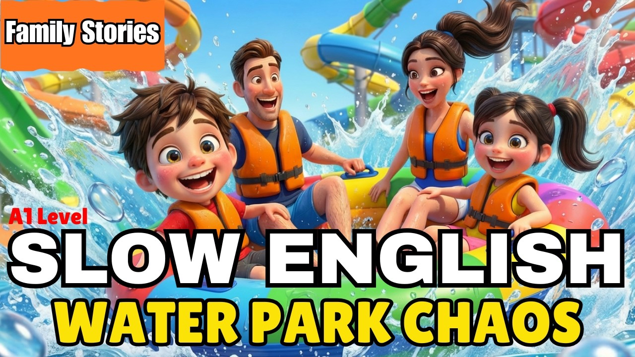 Water Park Family Story | 4K | Easy English Listening Practice (A1 Level)