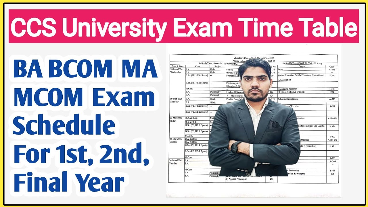 CCS University exam time table 2026 | UG PG exam time table 2026 CCS University | CCSU Update