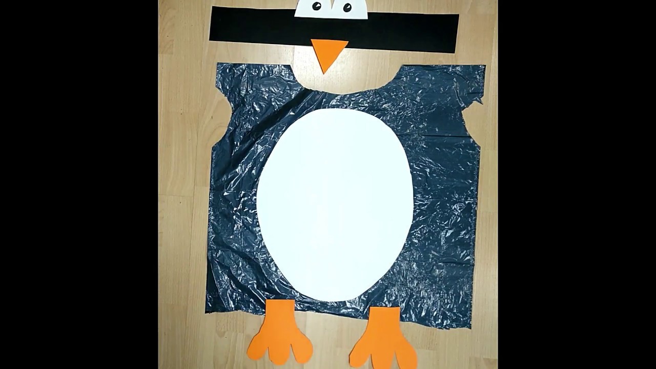 DRISFRAZ DE PINGÜINO infantil con materiales reciclado PARA CARNAVAL