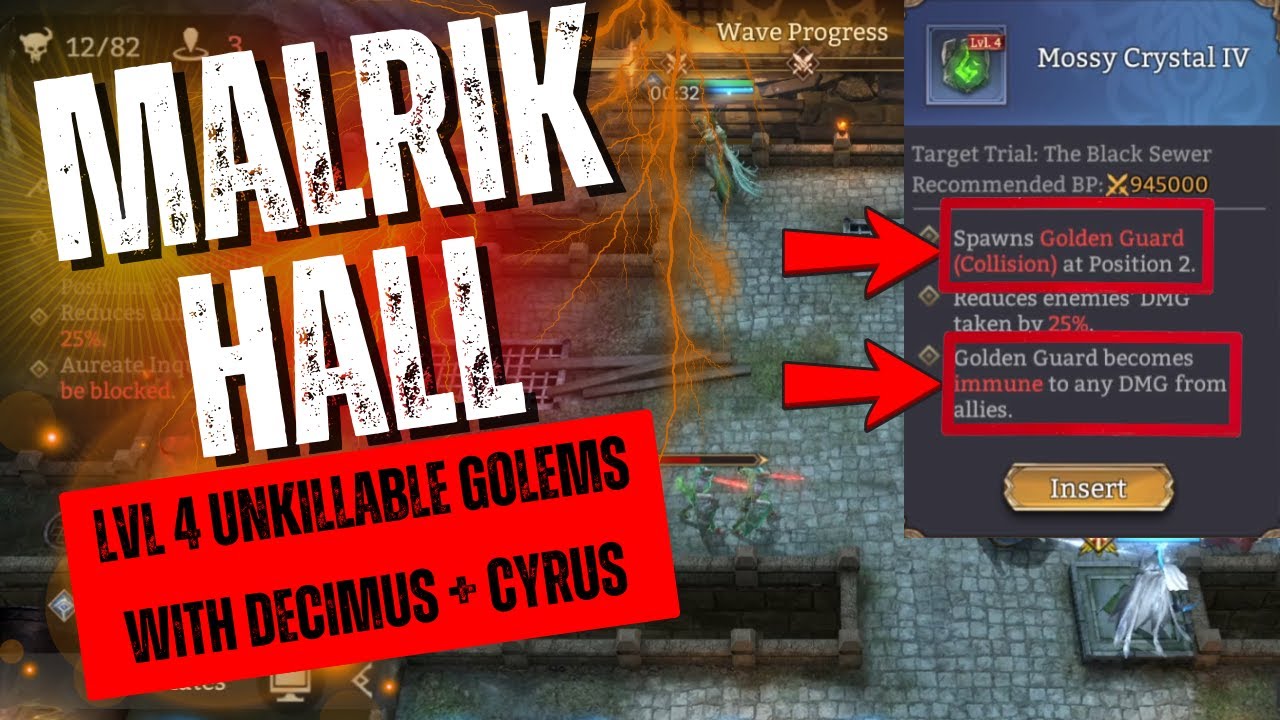 Watcher of Realms - Malrik's Hall - Dealing with dmg immune collision golems with Decimus