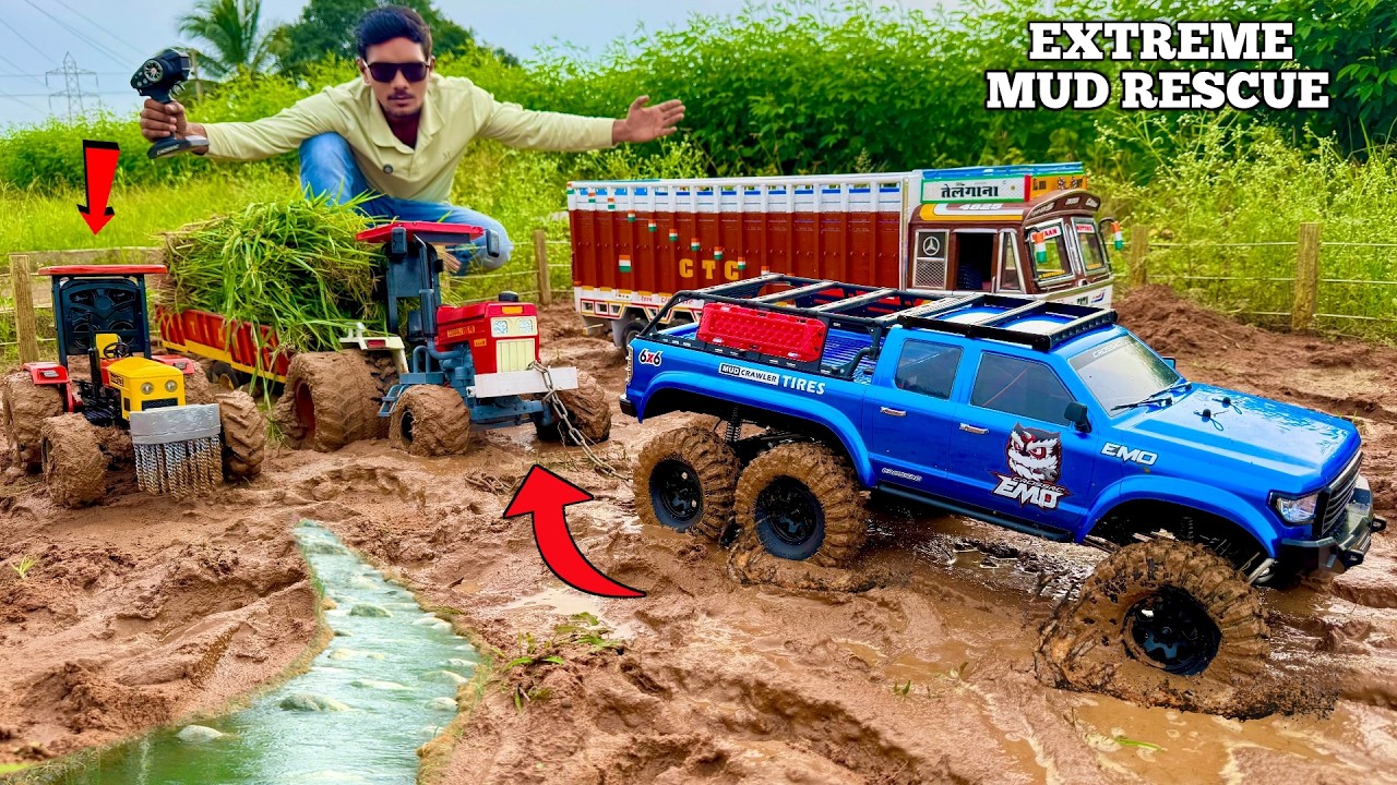 RC Monster Swaraj Stuck In Mud Rescue With Monster Cars - Chatpat toy TV