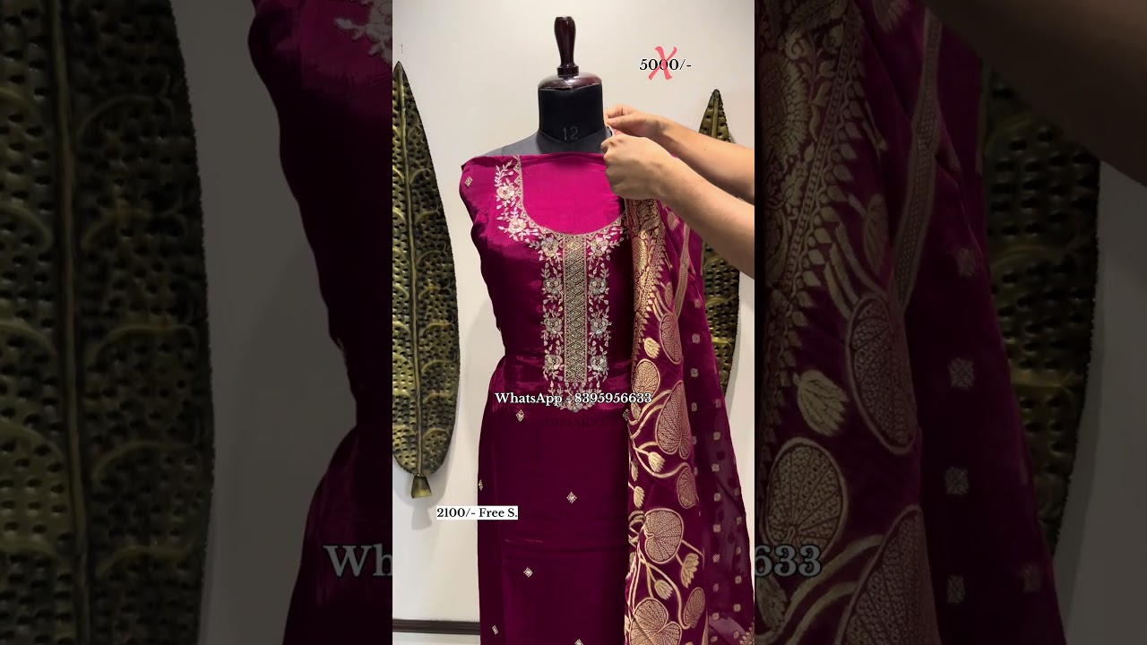 💖 Elegant Magenta Suit with Zari Embroidery & Pure Work Dupatta | Festive & Wedding Collection 🌸