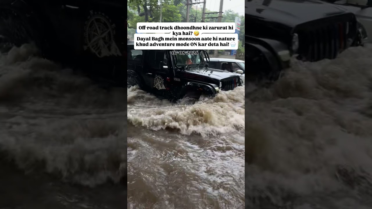 Why even bother looking for an off-road track? 🤣 | Dayal Bagh Waterlogging | Thar in Heavy Rain