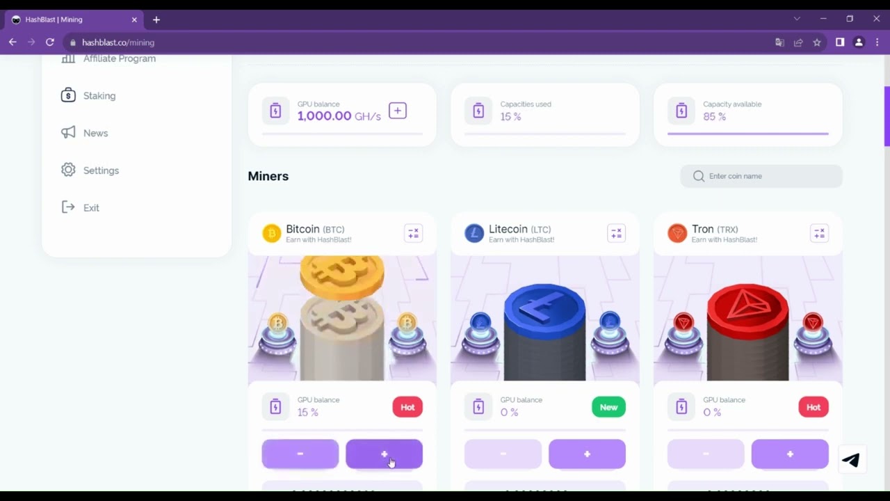 HOW TO START MINING? THE MOST PROFITABLE MINING FREE 1000 GH/S AND FREE 1000 TRN AIRDROP HASHBLAST.