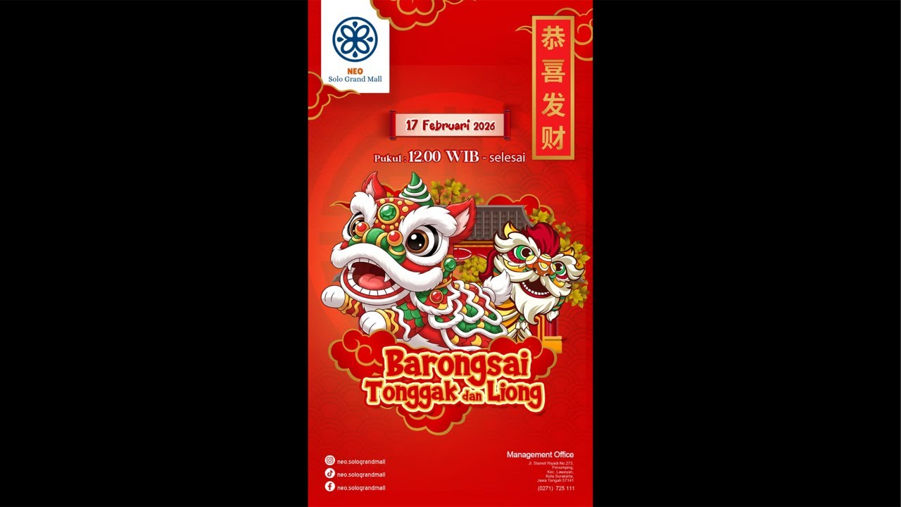 Live Pertunjukan Barongsai Liong NEO Solo Grand Mall-