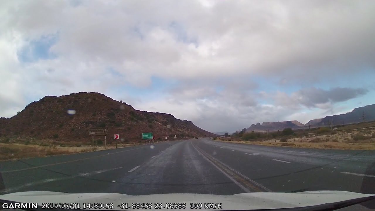 Driving past the Three Sisters rock formations, Northern Cape.