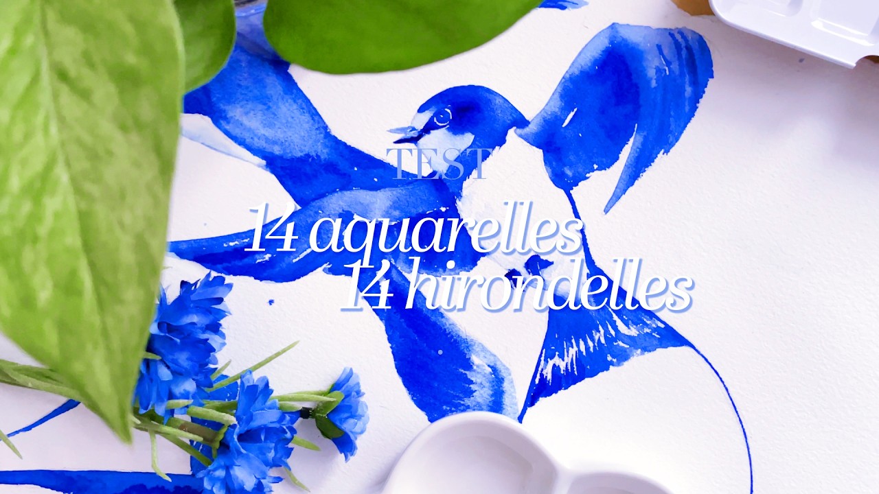 🎨 Peindre une envolée d'hirondelles pour tester 14 marques d’aquarelles