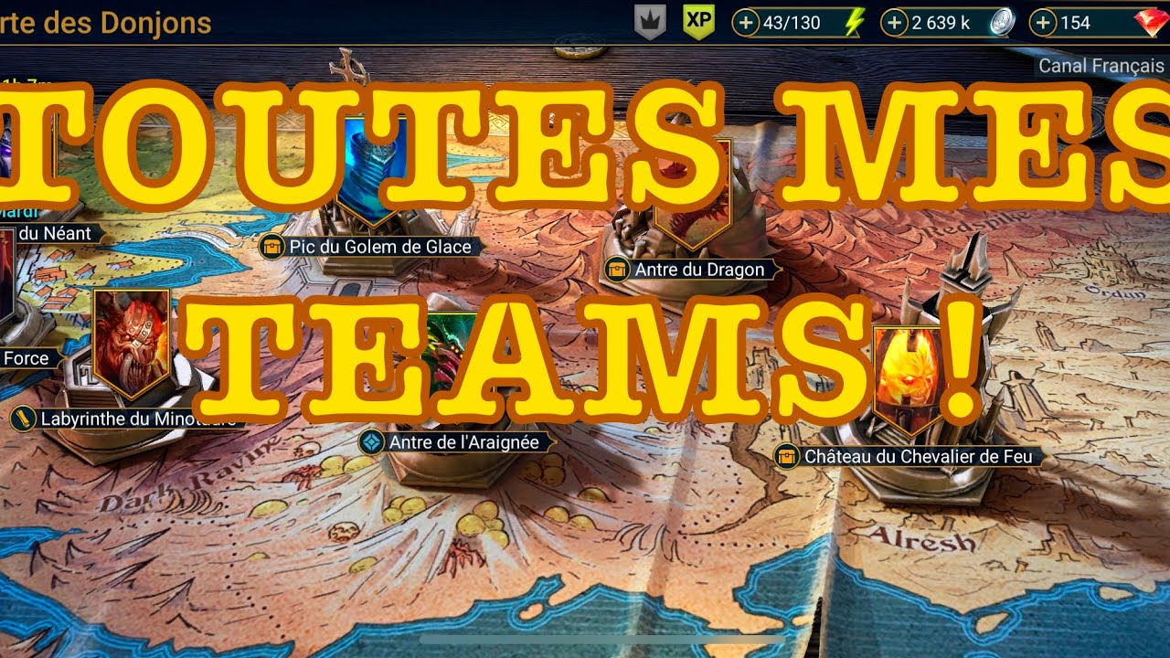 TOUTES MES TEAMS PVE ( DONJONS, BOSS DE CLAN ET CAMPAGNE) / Raid shadow legends fr
