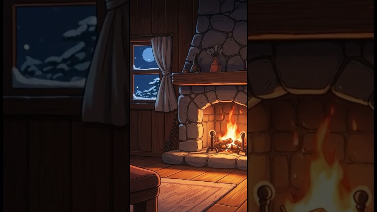 Cozy Cabin Night ASMR 🔥 Fireplace & Wind Sounds | 8 Hours for Deep Sleep
