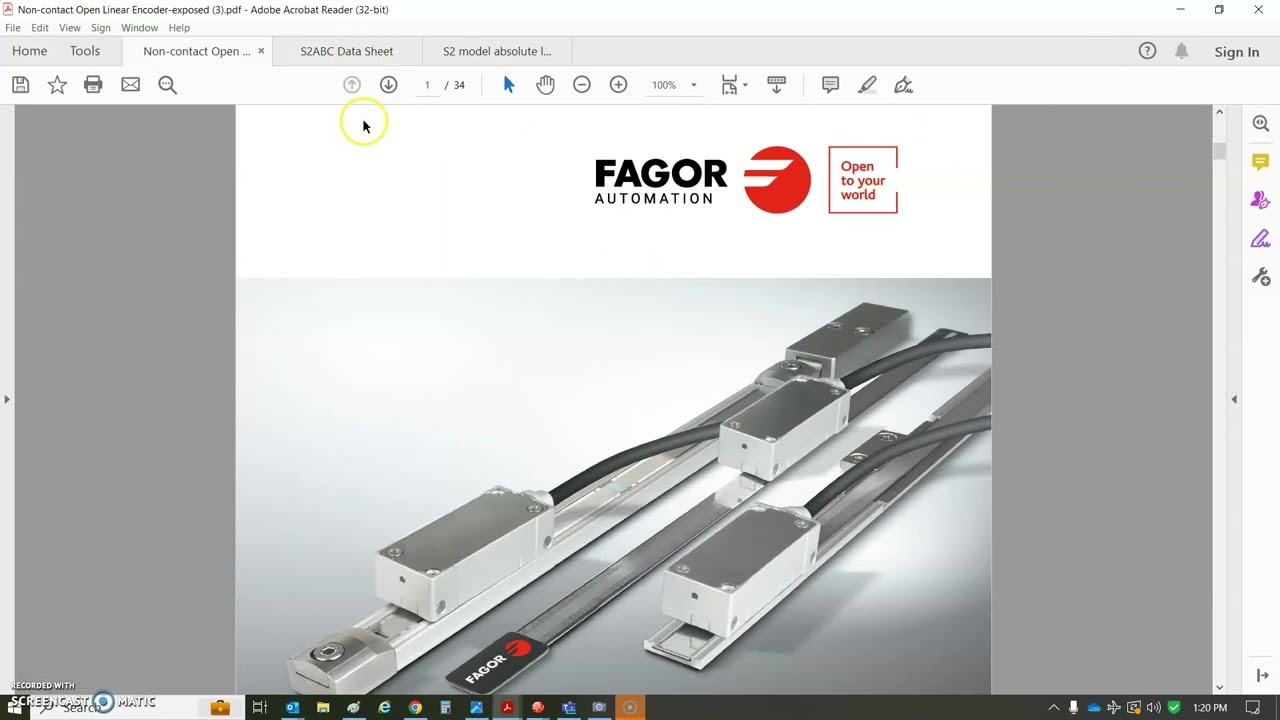 FAGOR S2ABC  Linear Absolute BiSS encoder S2AB with 1Vp-p SIN COS option. Home Calibrate and t-shoot