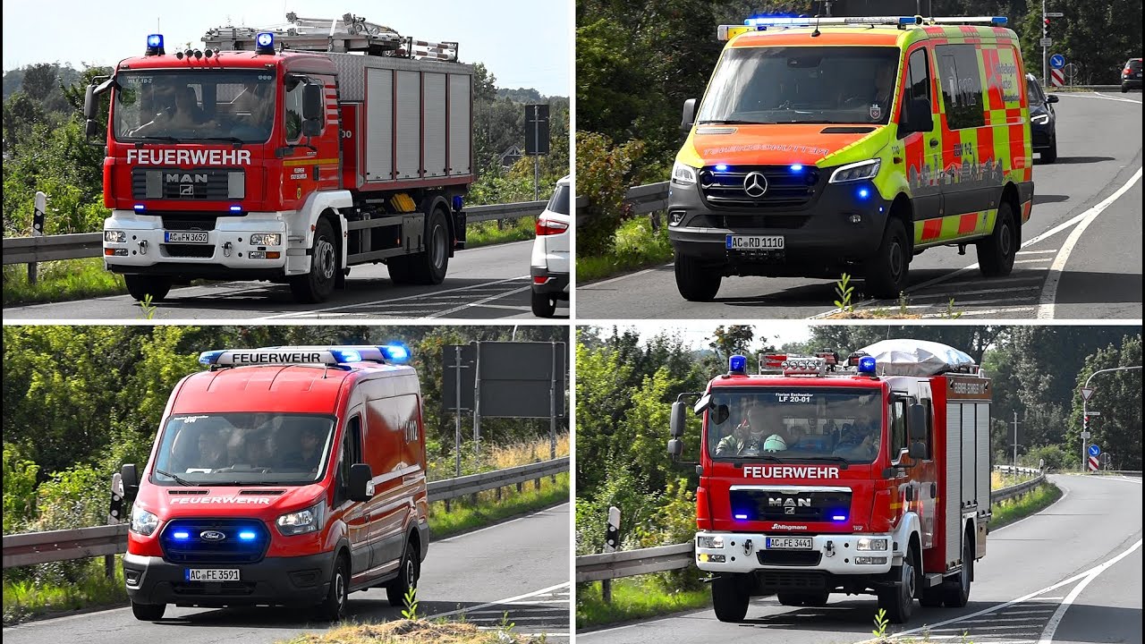[Regionalexpress reißt Stromleitung ab] - GROßEINSATZ in ESCHWEILER | Einsatzfahrten von FW & RD 🚒🚆