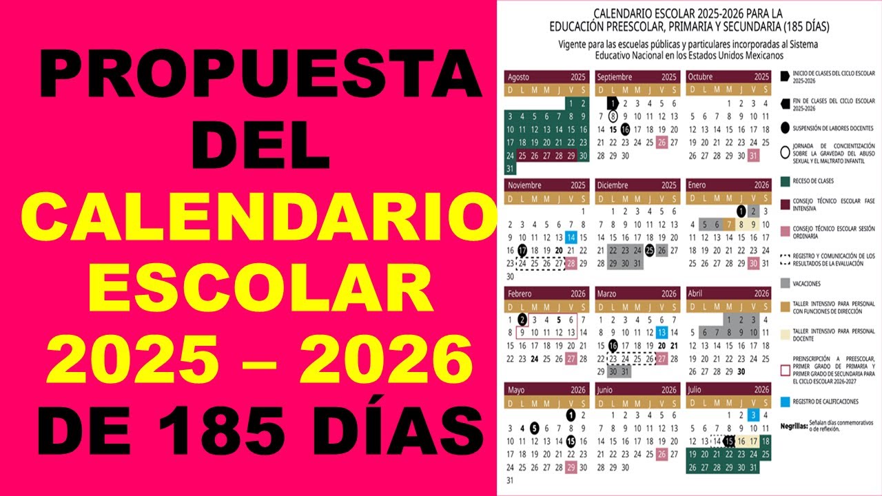 Soy Docente: PROPUESTA DEL CALENDARIO ESCOLAR 2025 – 2026 DE 185 DÍAS