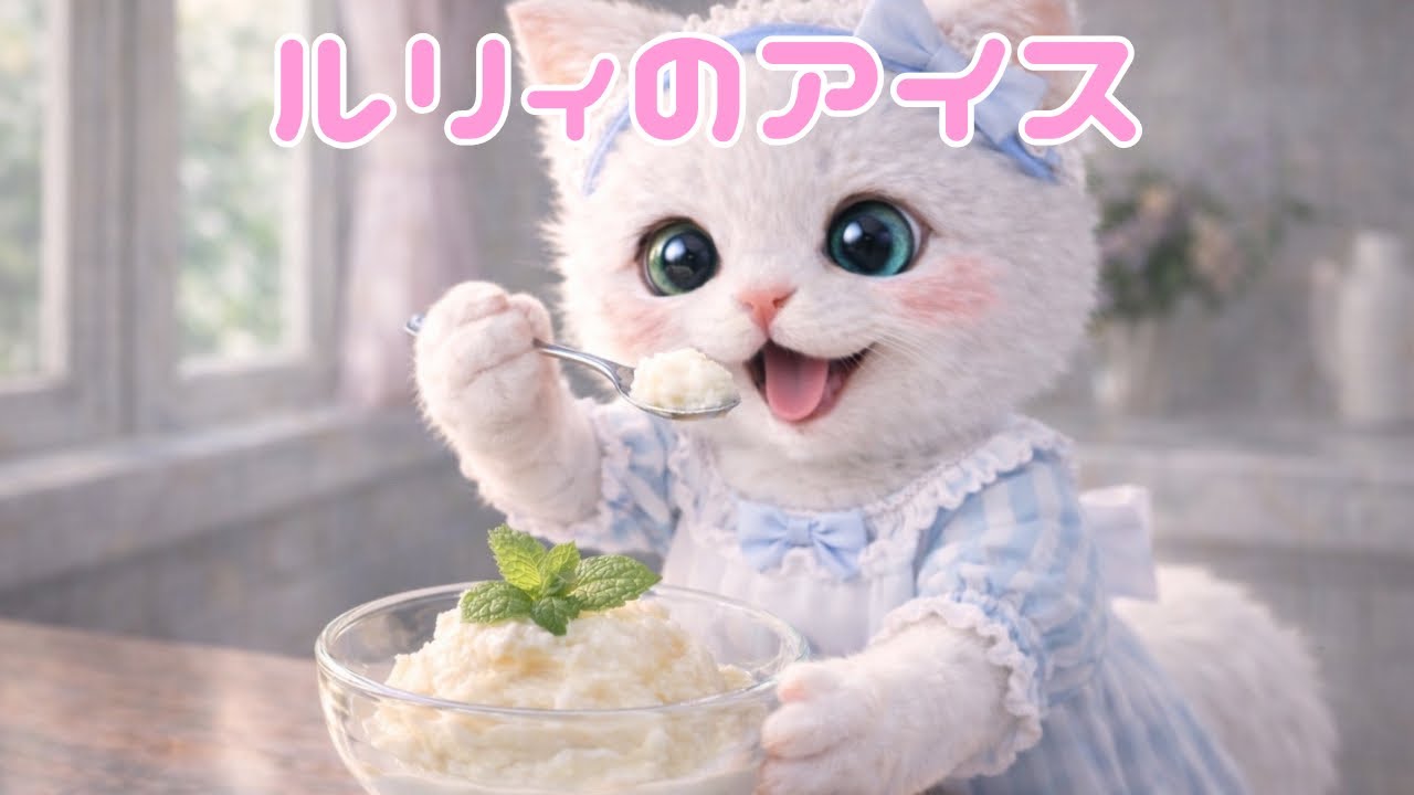 【ゆるふわ猫】🍨ルリィのアイスクリーム作り🌱Momo made an ice cream😺本格アイスクリーム作りをするルリィ！【a fluffy cat Ruly】