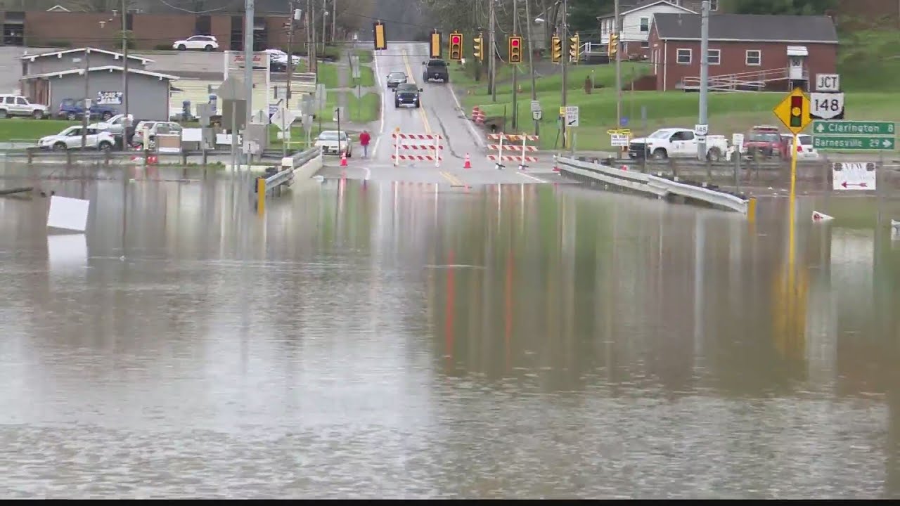 Powhatan Point, Ohio is a town divided by flood waters