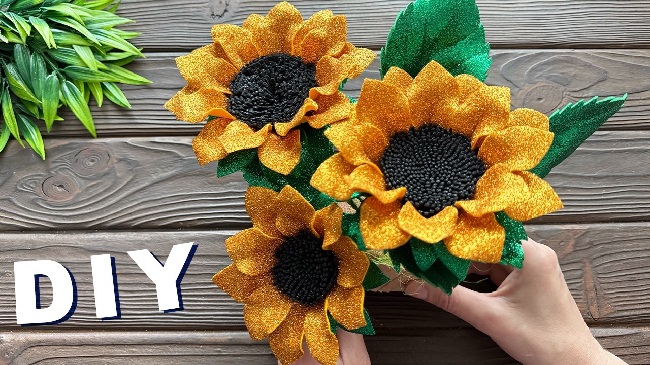 EASY! How to Make Sunflower basket from Foam Sheets Home decorations