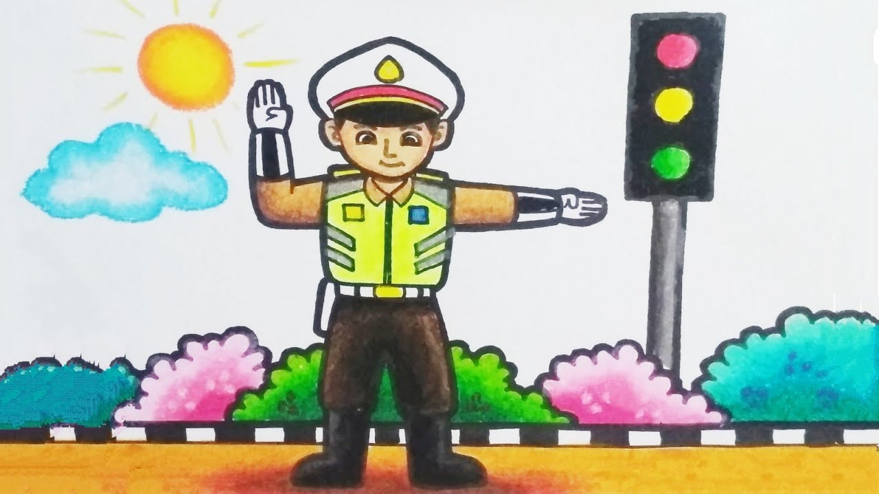 Tutorial Menggambar dan Mewarnai Polisi ( POLICE )