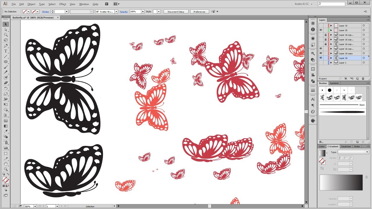 How to create custom butterfly brushes in - Adobe Illustrator Tutorial - 02