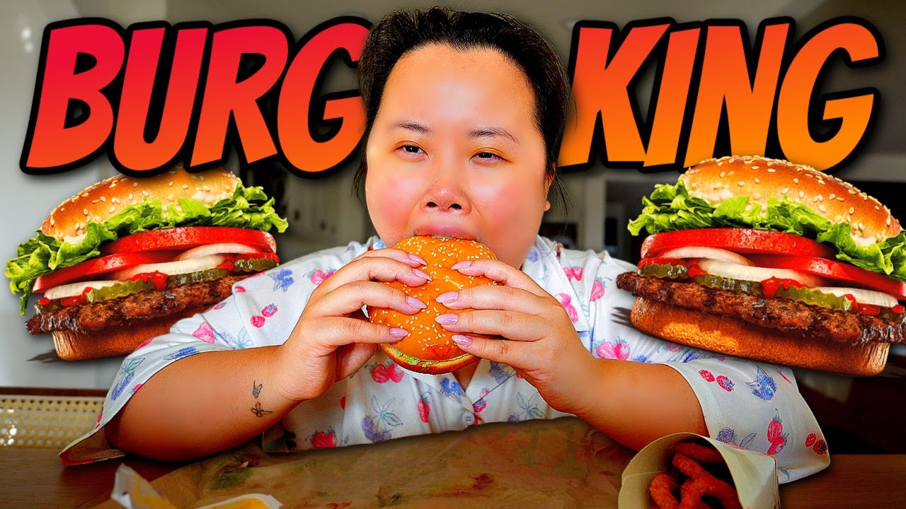 Giant Burger King Whopper and Onion Rings Mukbang 먹방 Eating Show (ASMR Eating Sounds)