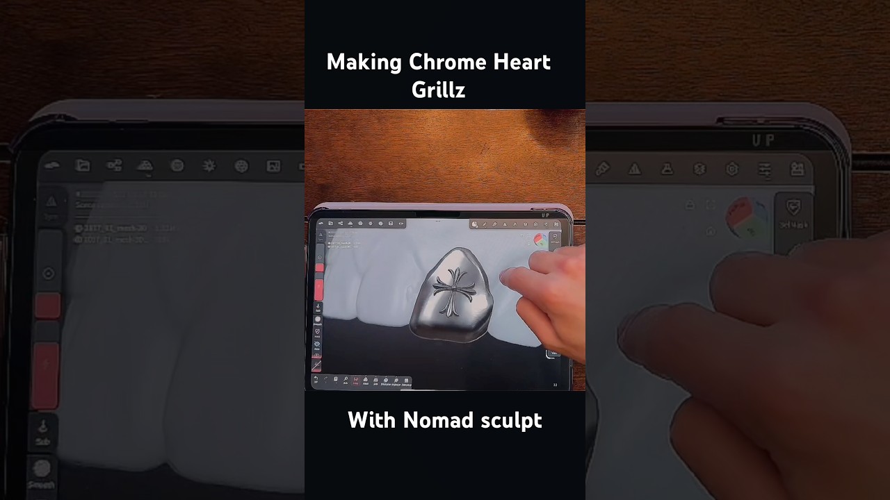 Making Chrome Heart Grillz With Nomad Sculpt ⚔️ 🖤 #grillz #nomadsculpt #chromehearts #gillzmentor