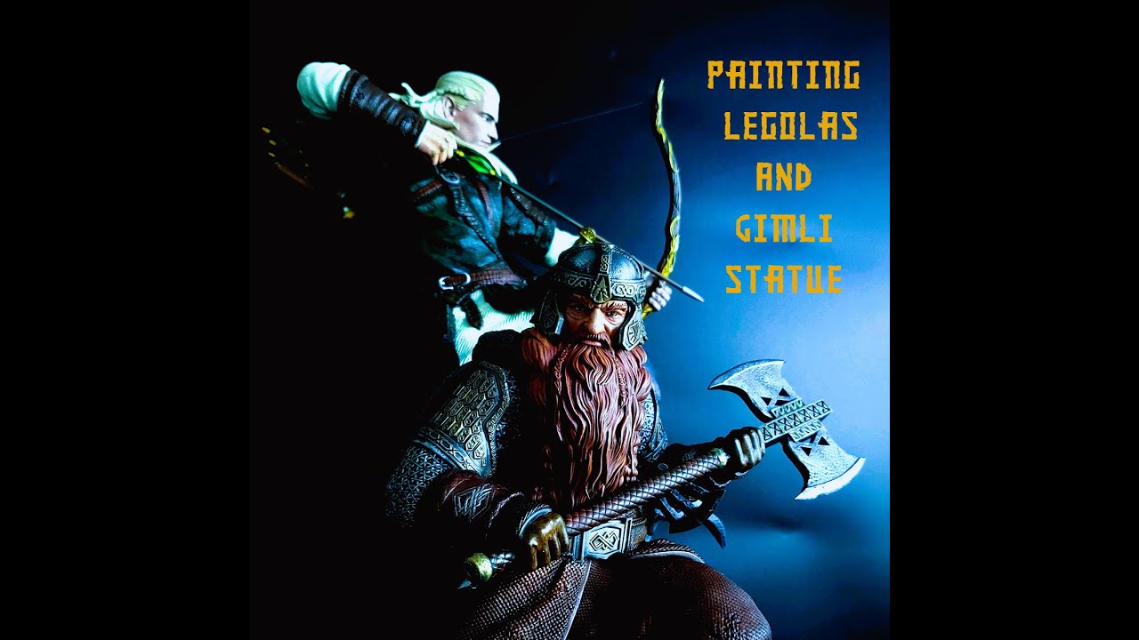 HOW TO PAINT 3D PRINTED LORD OF THE RINGS LEGOLAS AND GIMLI STATUE TIMELAPSE