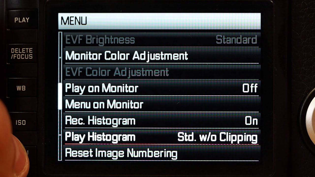 Leica X Vario Menu Options