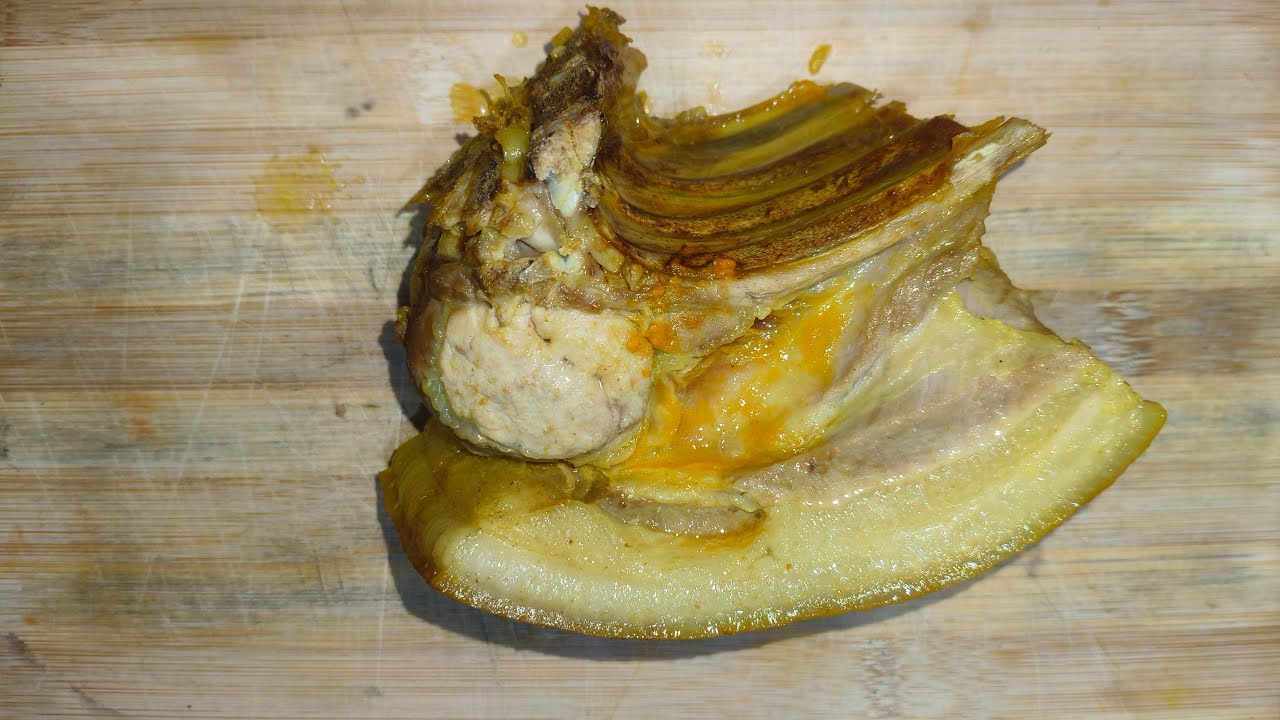 Pork cooking in traditional style 