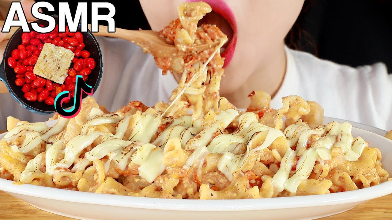 ASMR Baked Feta Pasta Eating Sounds | 틱톡유행 페타치즈 파스타 먹방 | TikTok Viral | MINEE EATS