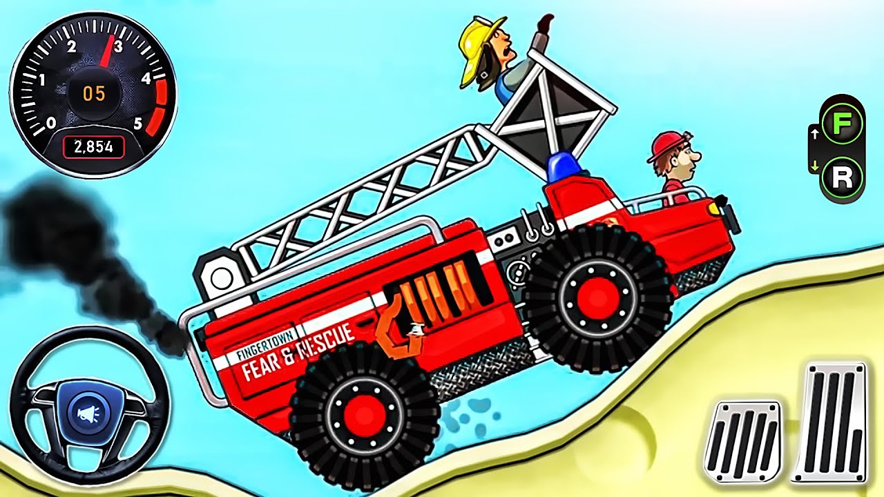 Hill Climb Racing - Fire Truck Rescue Mission - Android GamePlay #4