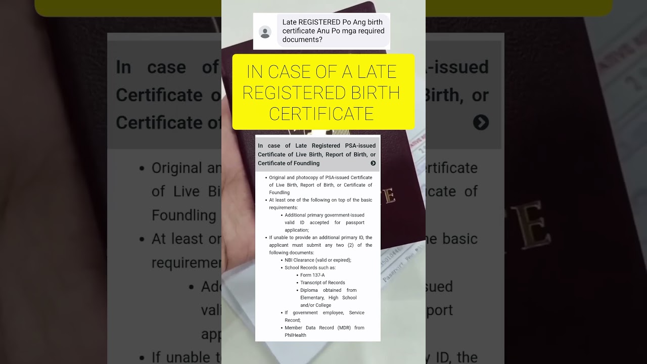 In CASE OF A LATE REGISTERED BIRTH CERTIFICATE