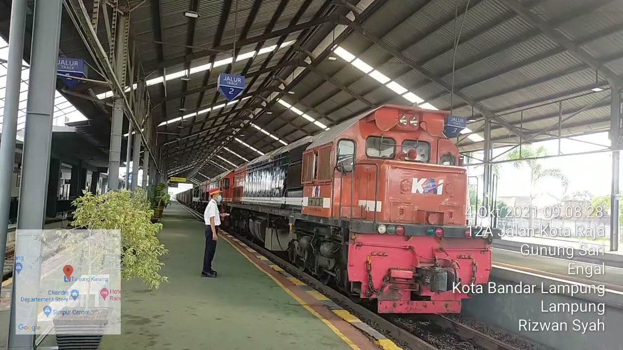 Trio CC 202 + 60 gerbong Mutiara Hitam berangkat Stasiun TanjungKarang (Ppka Ibnu Mas'ud)