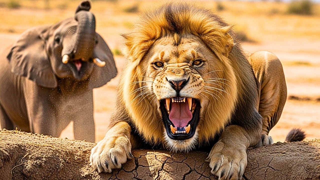 Un BEBÉ ELEFANTE cayó en el barro profundo… y el LEÓN reaccionó de forma inexplicable