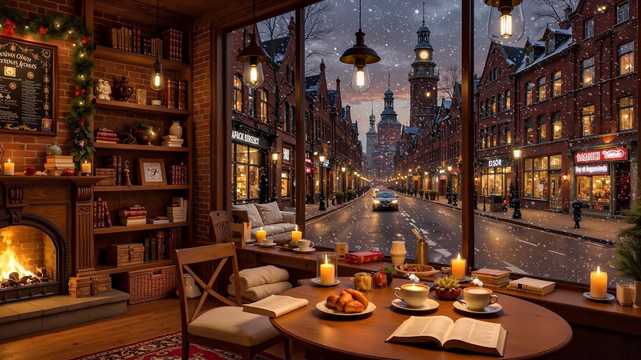 Cozy Winter Coffee Jazz ☕❄️ Calm Background Jazz & Fireplace for Deep Focus
