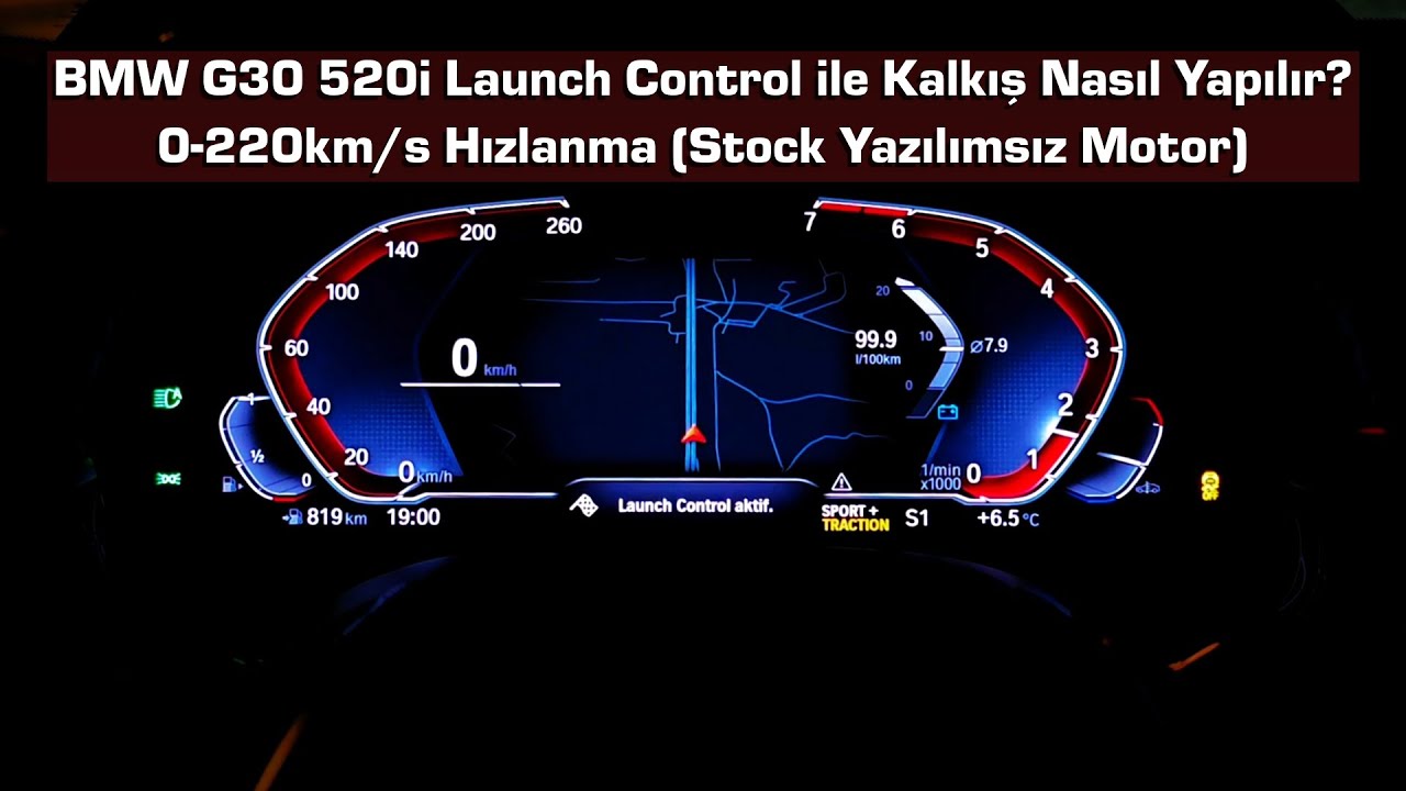 BMW G30 520i Launch Control ile Kalkış Nasıl Yapılır? / 0-220km/s Hızlanma / Stock Yazılımsız Motor