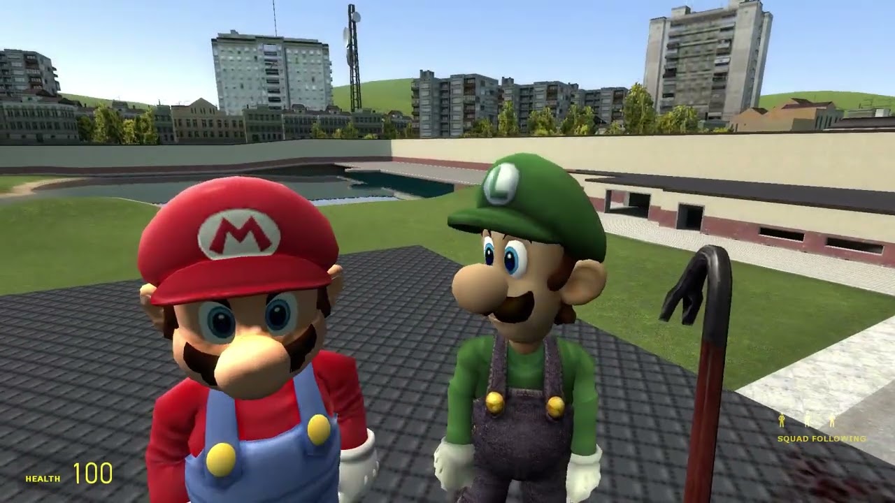 shrek in garrys mod with luigi and mario