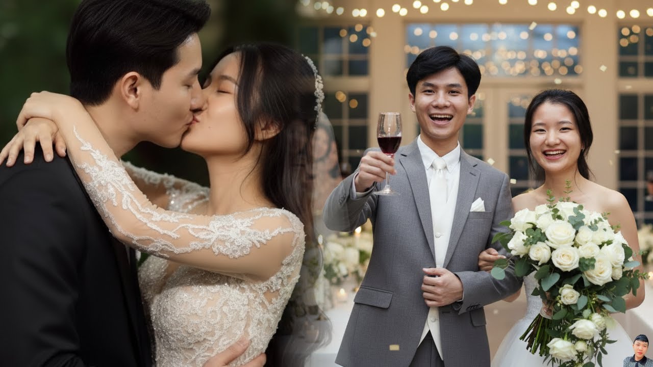 When Tieu Nu appeared in her white dress. Truong couldn't hold back his tears. A happy wedding