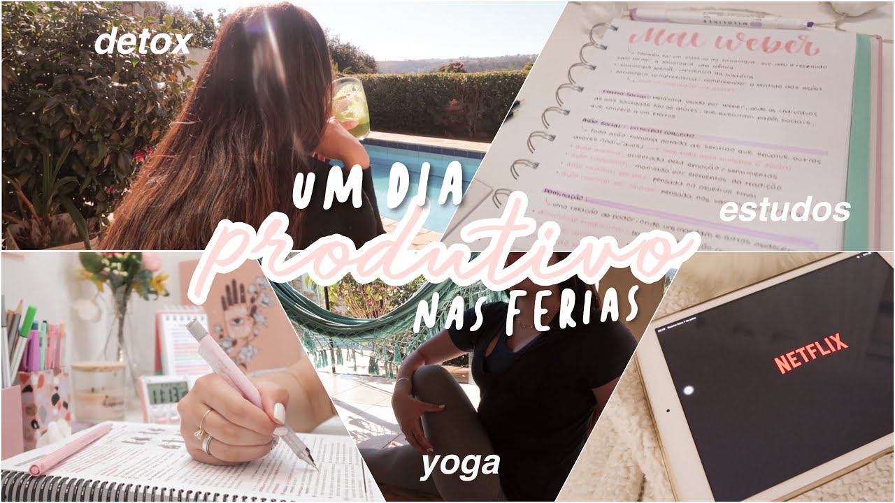 um dia produtivo nas férias ♡ | estudos, yoga, descanso e mais..
