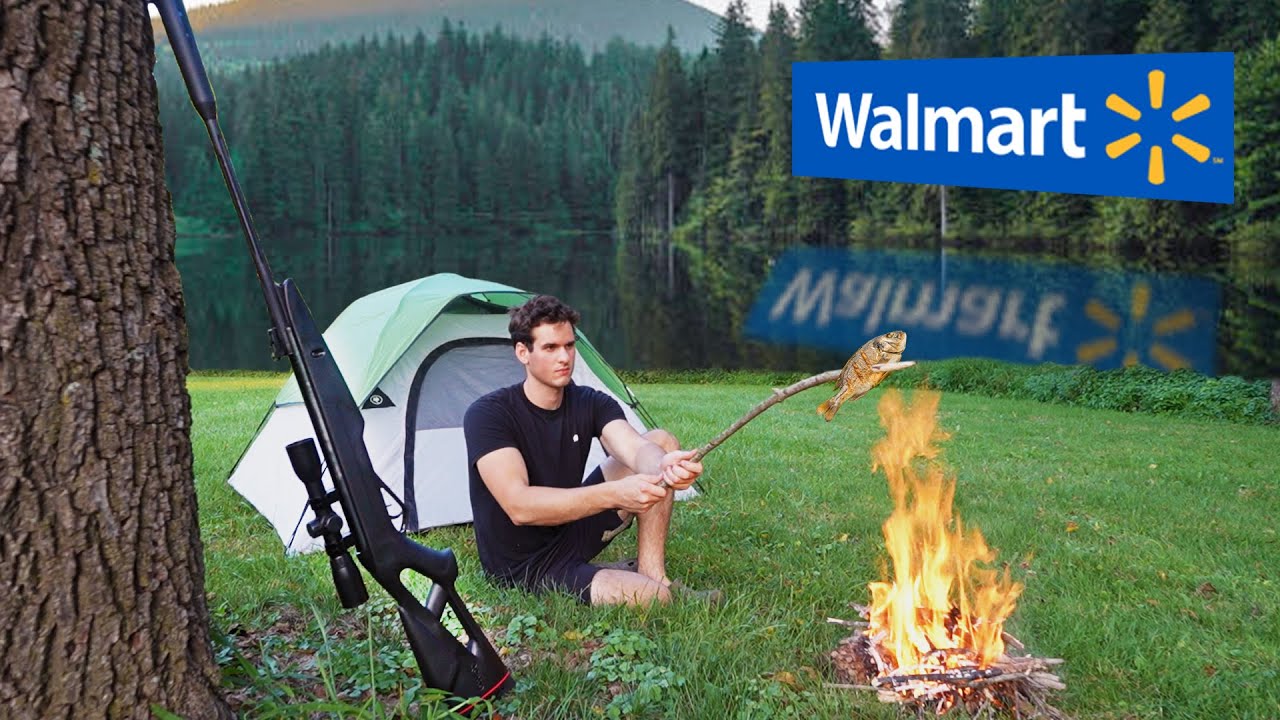 24 Hour Walmart Survival - Camping and Catching Food with only Walmart Gear