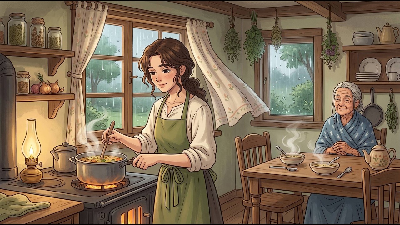 The First Rain of Monsoon | Cooking Simple Vegetable Soup in a Quiet Countryside Kitchen | Ghibli
