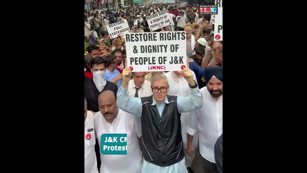 CM Omar Abdullah Leads Statehood Protest Rally in Delhi